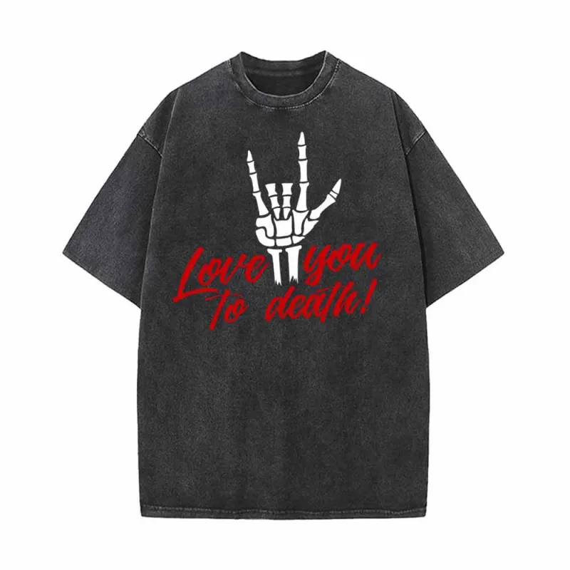 Love You To Death Rock Print Vintage Washed T-shirt sold by GTHIC