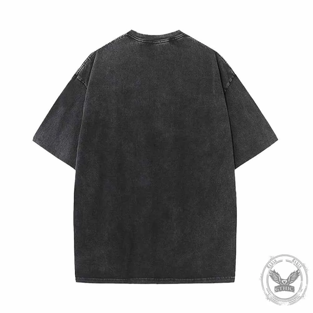 Wolves Howl In The Night Print Vintage Washed T-shirt sold by GTHIC product image thumbnail 2