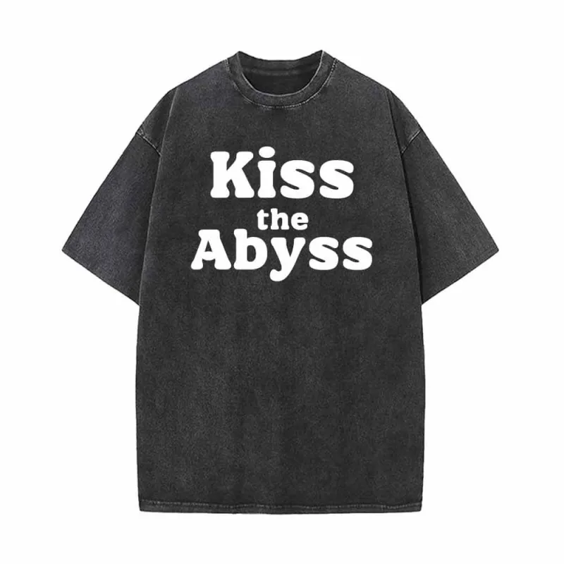 Kiss The Abyss Print Vintage Washed T-shirt sold by GTHIC