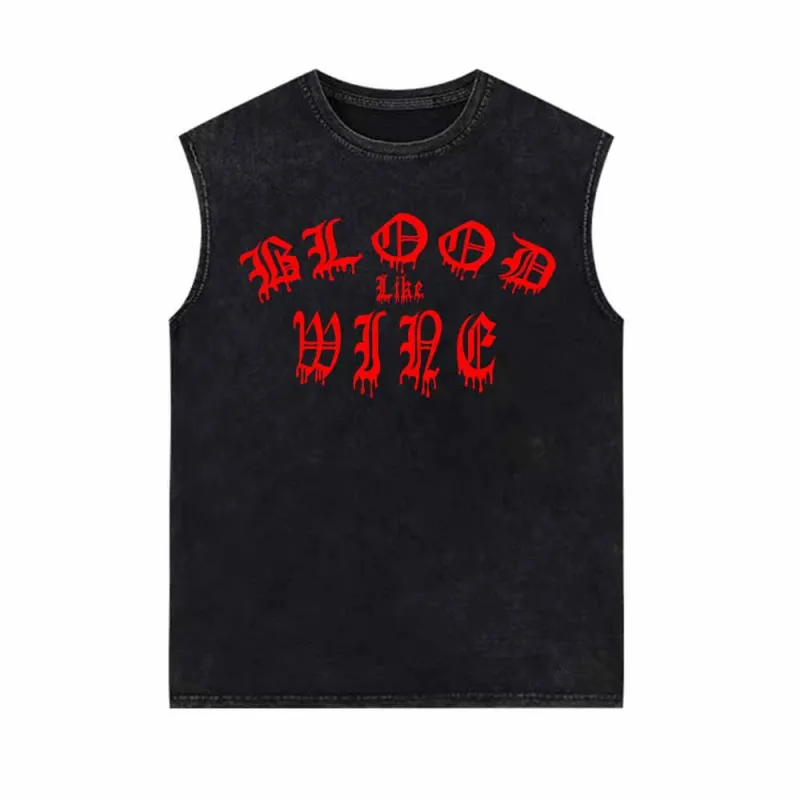 Blood Like Wife Print Vintage Washed Vest Top sold by GTHIC