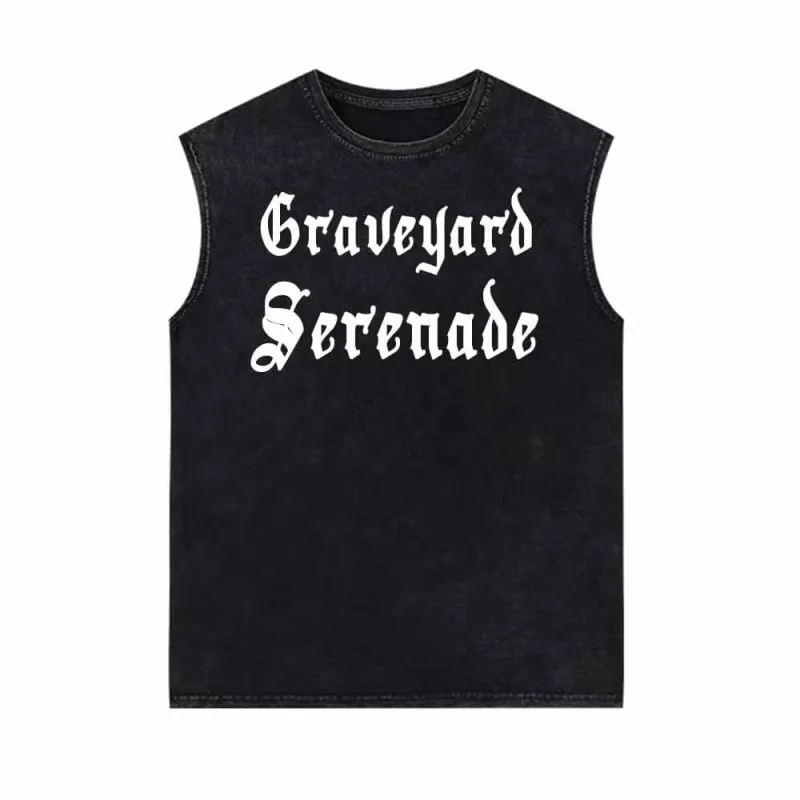 Graveyard Serenade Print Vintage Washed Vest Top sold by GTHIC