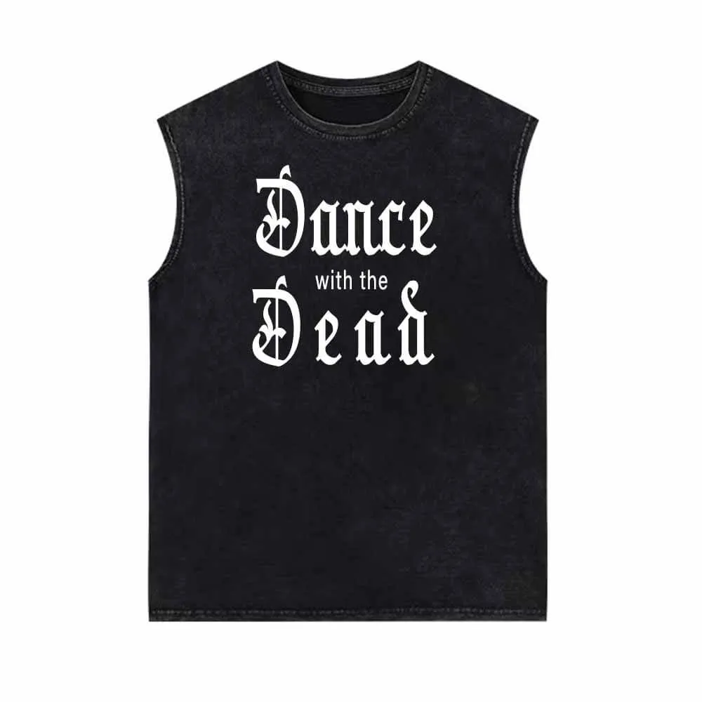Dance With The Dead Print Vintage Washed Vest Top sold by GTHIC