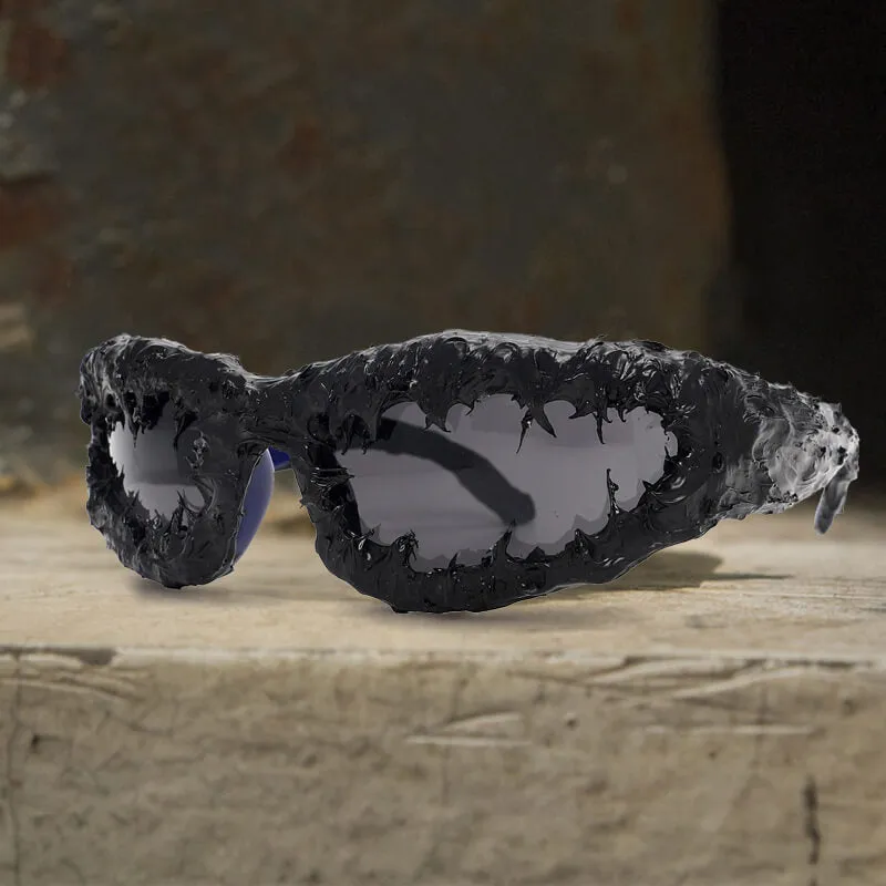 Gothic Personality Drip Glue Brushed Polarized PC Sunglasses made by GTHIC