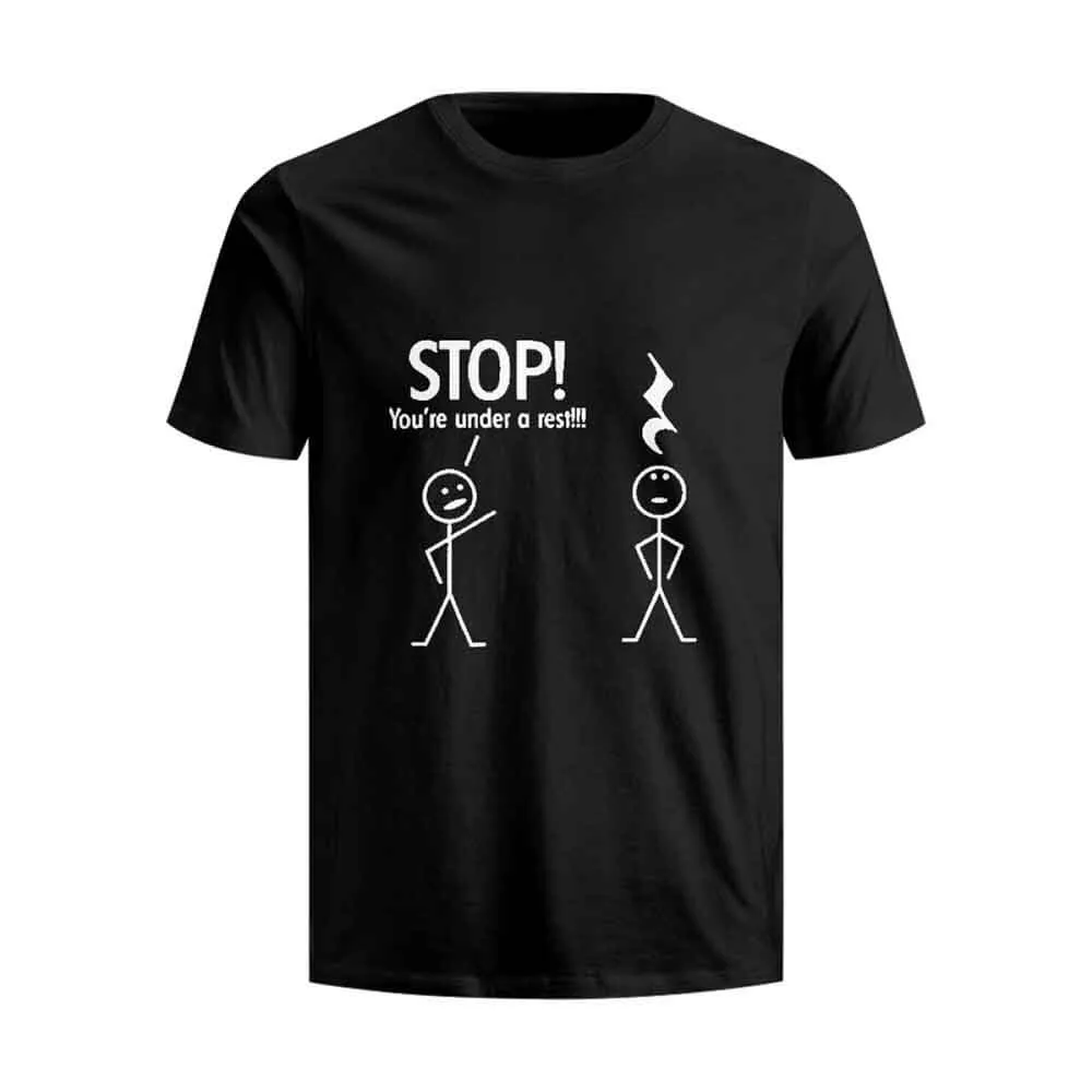 Stop You're Under A Rest Graphic Cotton Crew Neck T-shirt sold by GTHIC product image thumbnail 4