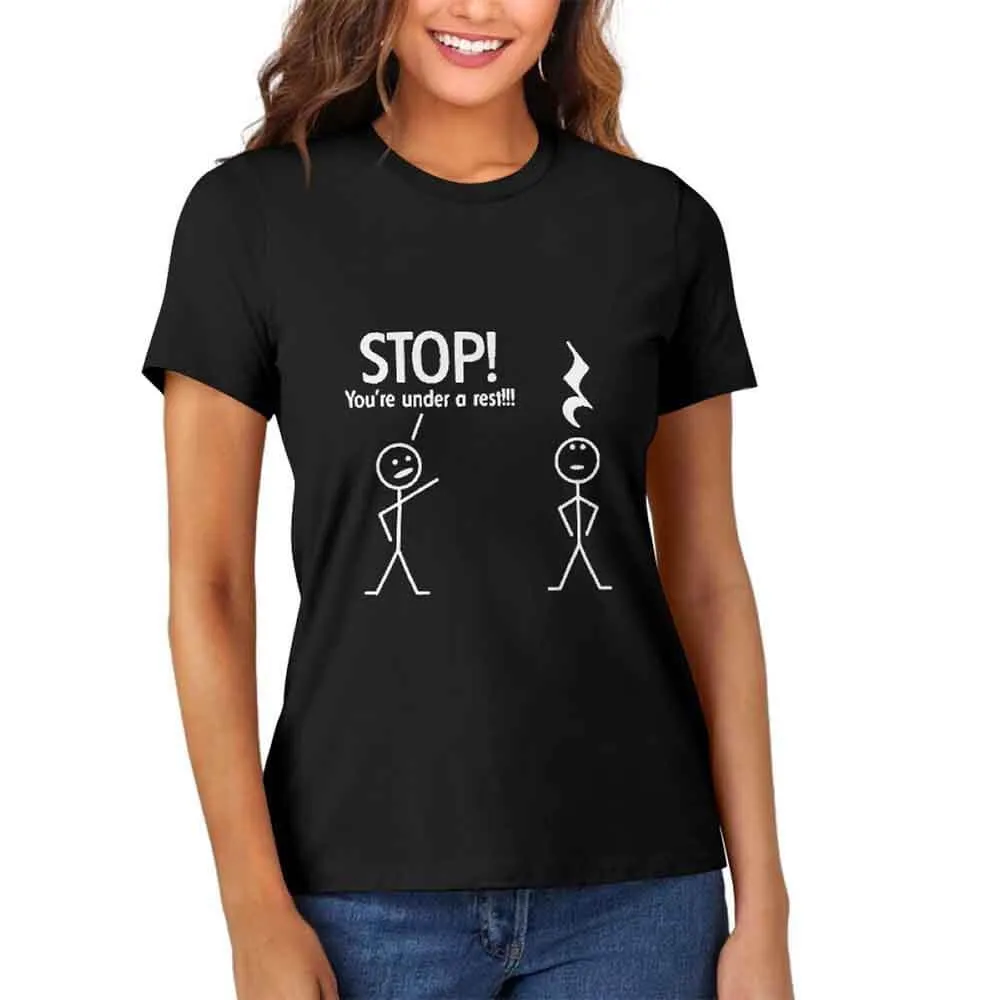 Stop You're Under A Rest Graphic Cotton Crew Neck T-shirt sold by GTHIC product image thumbnail 2