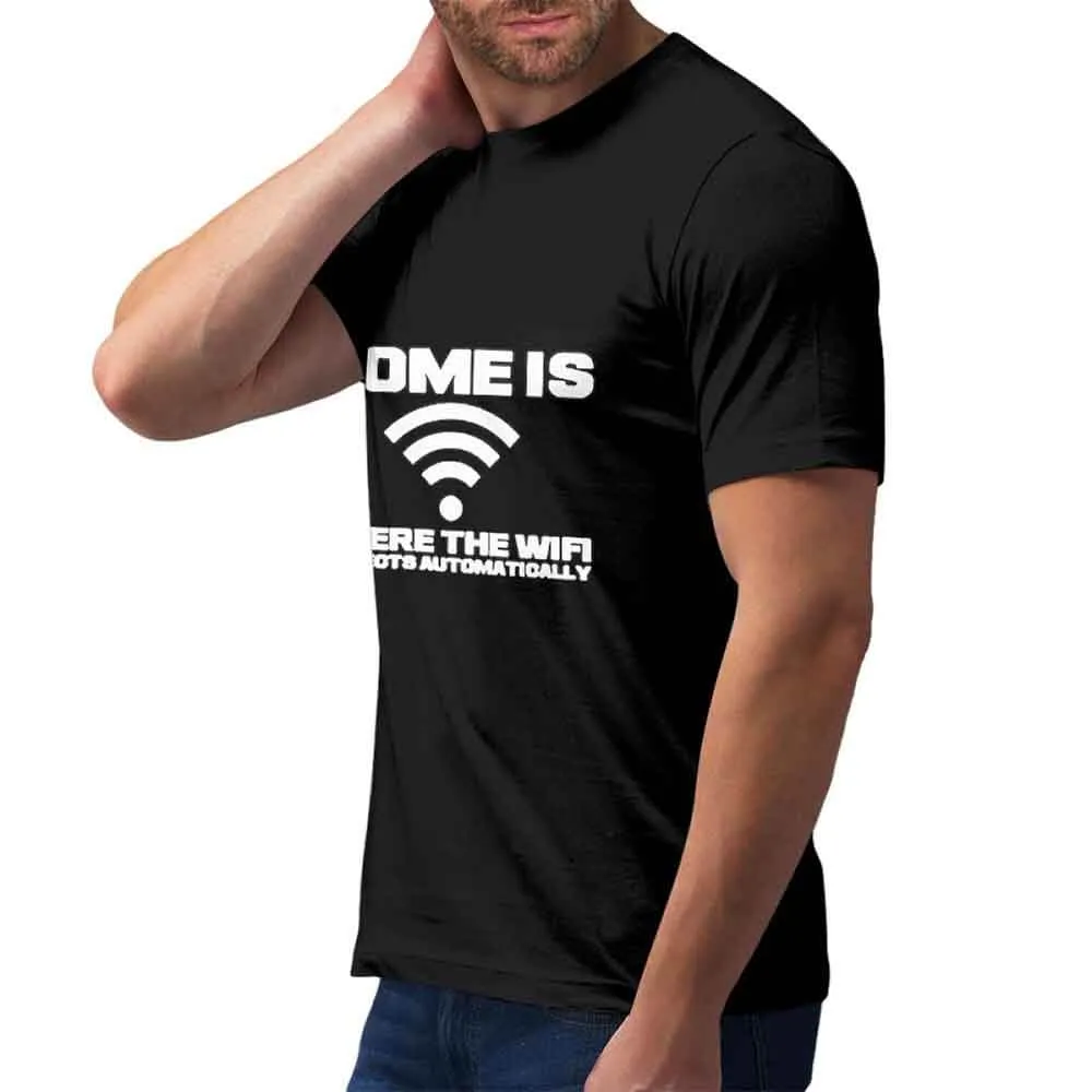 Home Is Where The Wifi Cotton Crew Neck T-shirt sold by GTHIC product image thumbnail 3