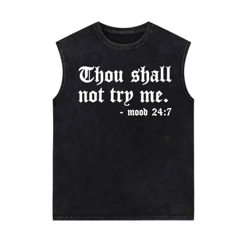 Thou Shall Not Try Me Vintage Washed Vest Top sold by GTHIC