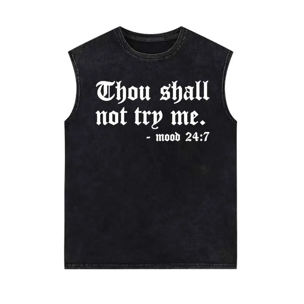 Thou Shall Not Try Me Vintage Washed Vest Top sold by GTHIC