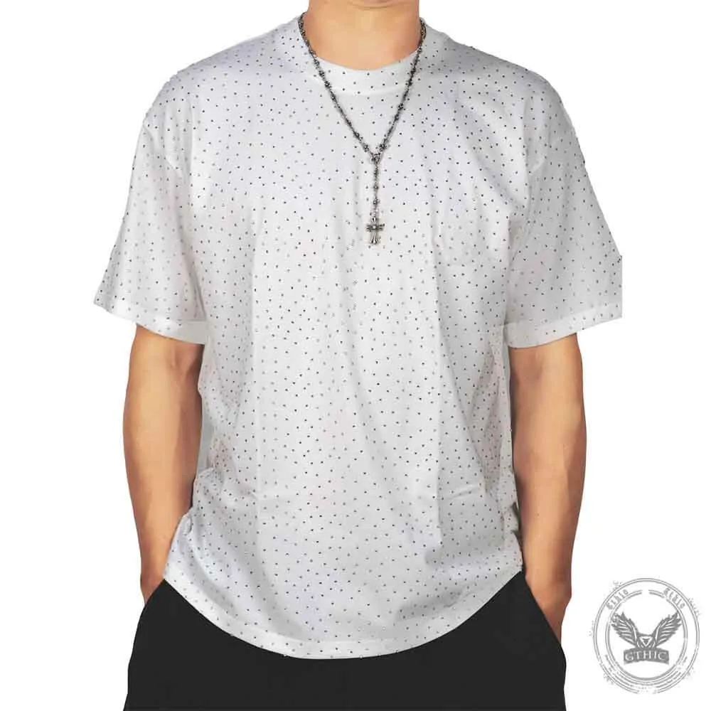 White Rhinestone Washed Distressed Loose T-Shirt sold by GTHIC product image thumbnail 2