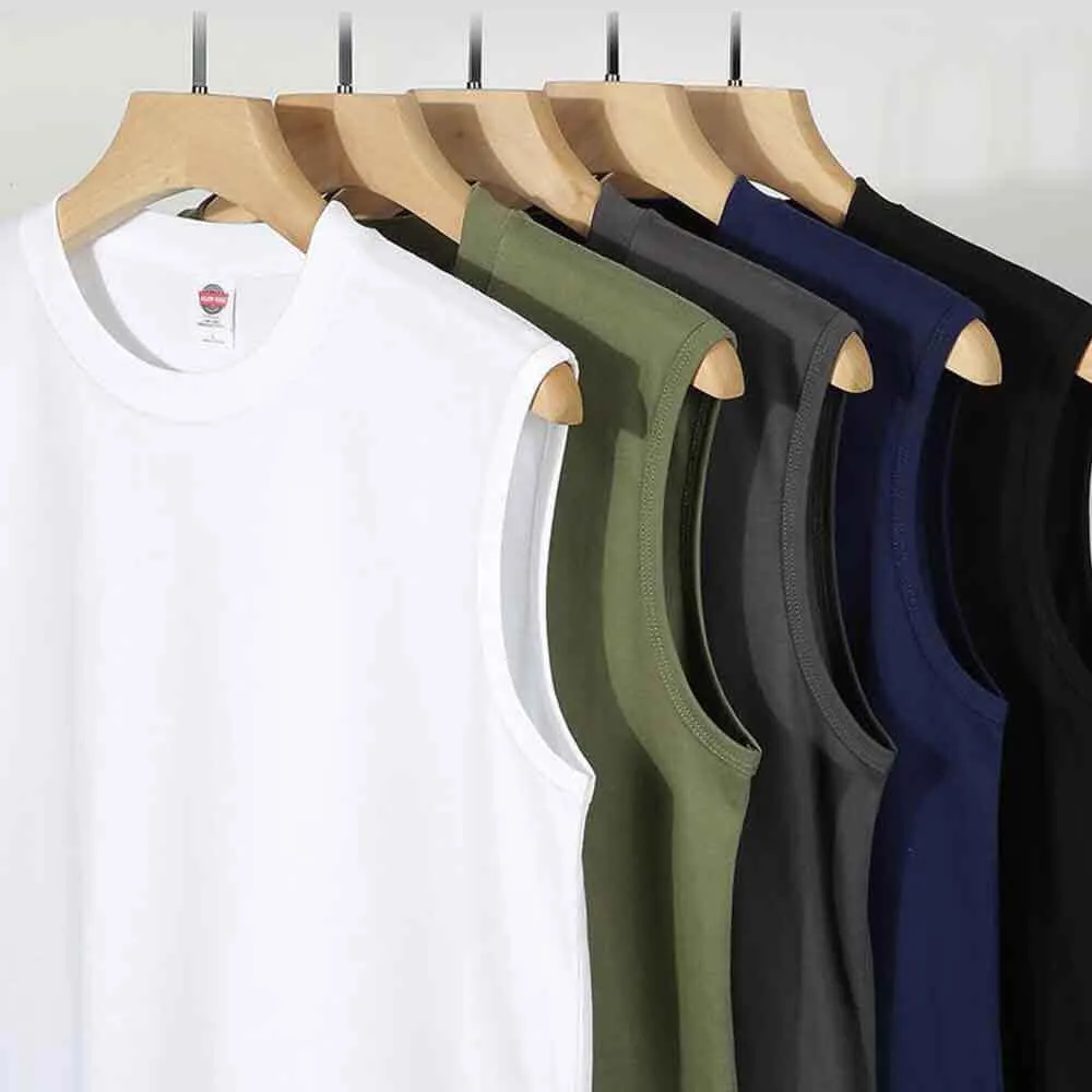 Solid Color Loose Breathable Cotton Sports Vest Top sold by GTHIC