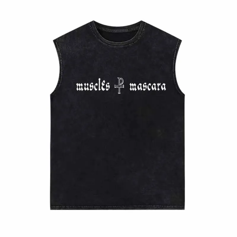 Muscles & Mascara Print Vintage Washed Vest Top sold by GTHIC