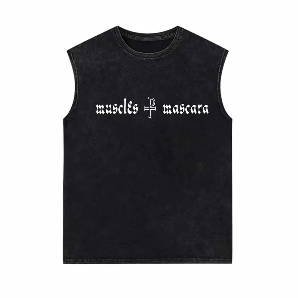Muscles & Mascara Print Vintage Washed Vest Top sold by GTHIC