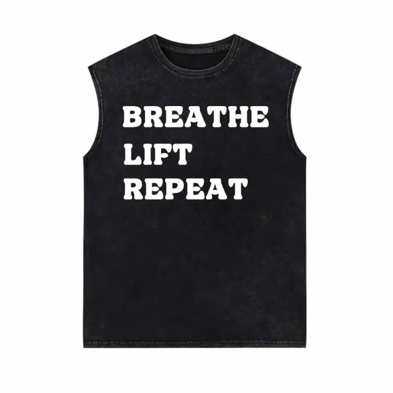 Breathe Lift Repeat Vintage Washed Vest Top sold by GTHIC