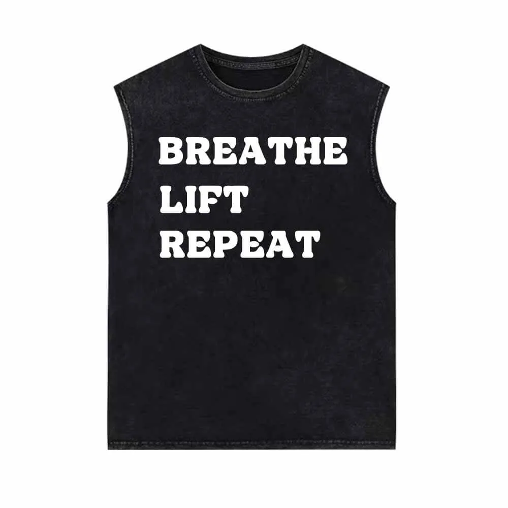 Breathe Lift Repeat Vintage Washed Vest Top sold by GTHIC
