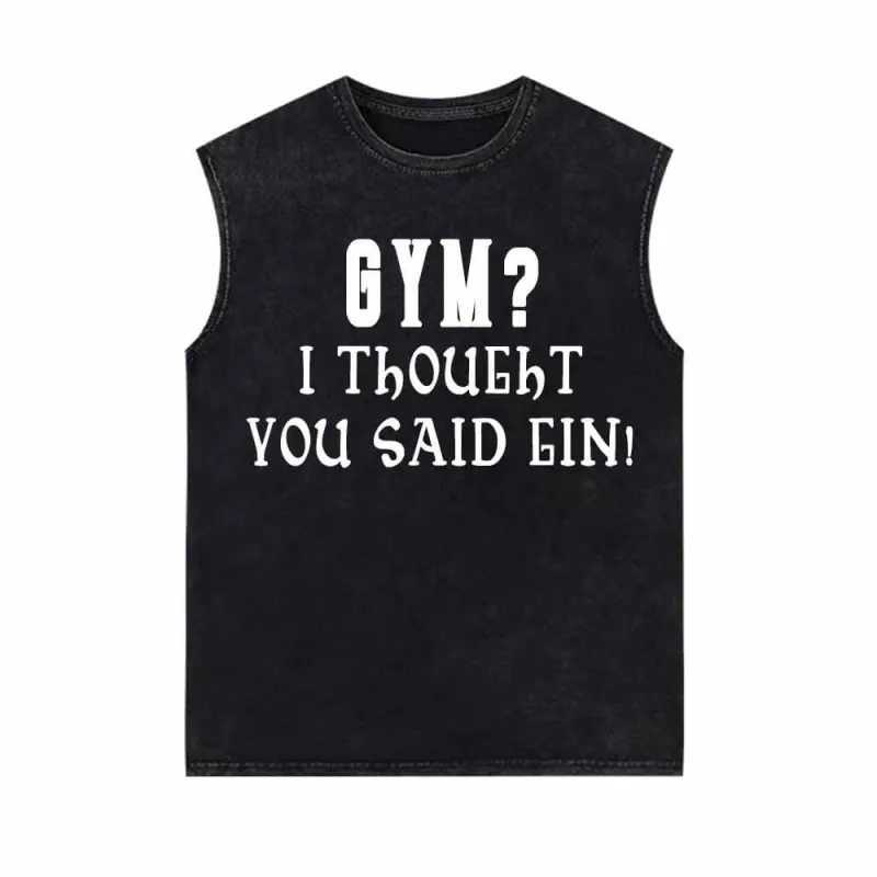 Gym I Thought You Said Gin Vintage Washed Vest Top sold by GTHIC
