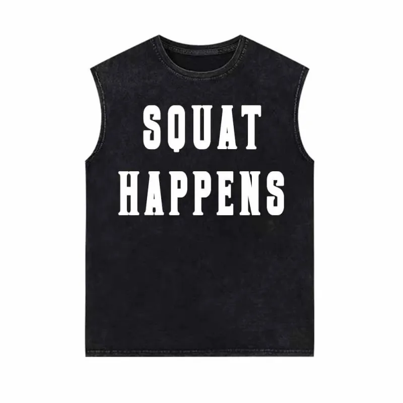 Squat Happens Print Vintage Washed Vest Top sold by GTHIC