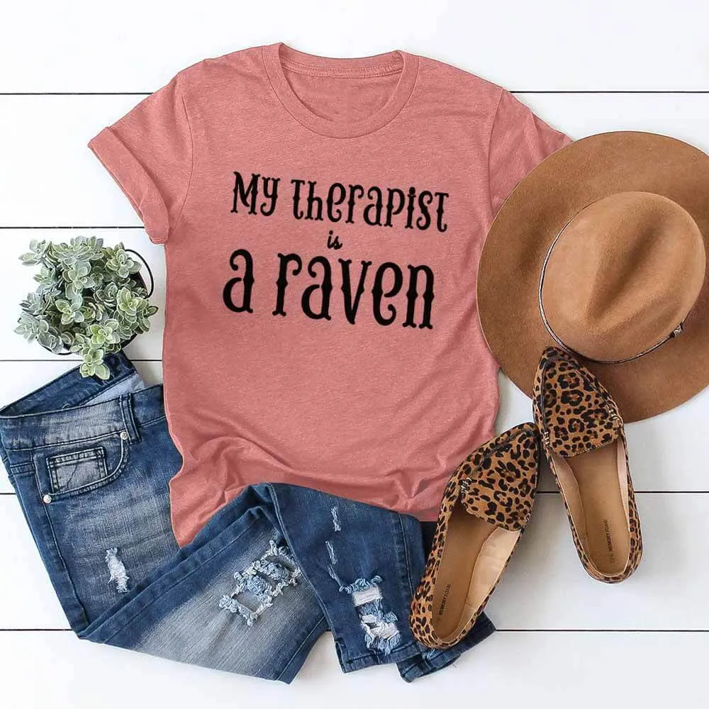 My Therapist Is A Raven Casual Crew Neck T-shirt sold by GTHIC product image thumbnail 5