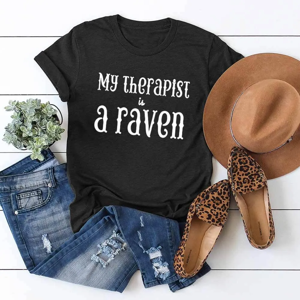 My Therapist Is A Raven Casual Crew Neck T-shirt sold by GTHIC