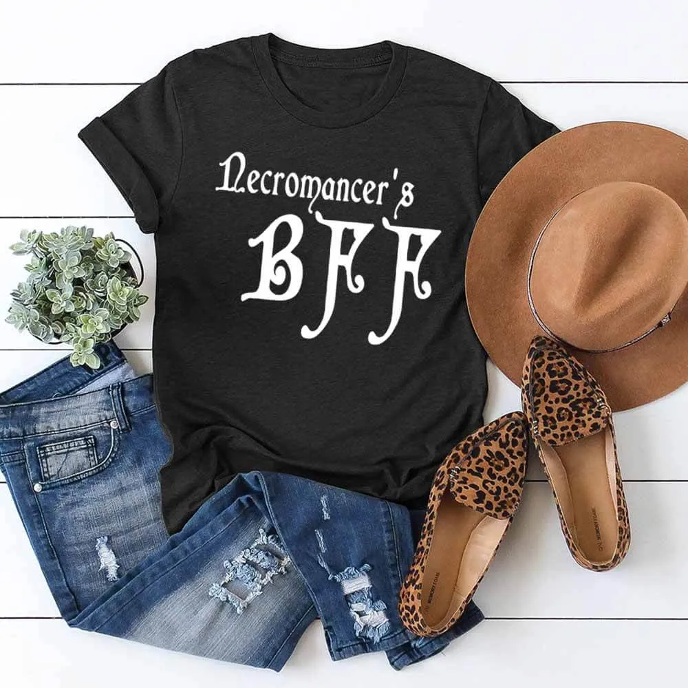 Necromancer's BFF Print Casual Crew Neck T-shirt sold by GTHIC