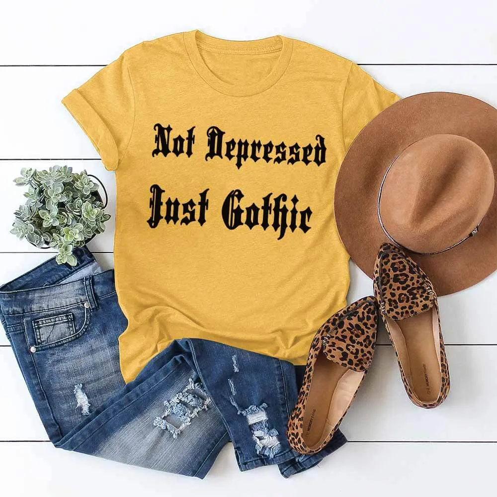 Not Depressed Just Gothic Casual Crew Neck T-shirt sold by GTHIC product image thumbnail 3