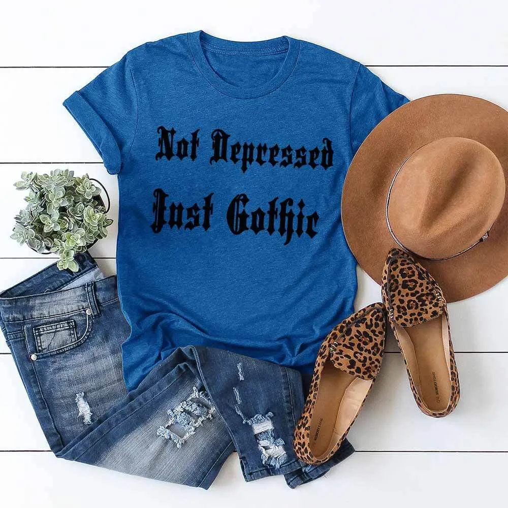 Not Depressed Just Gothic Casual Crew Neck T-shirt sold by GTHIC product image thumbnail 4