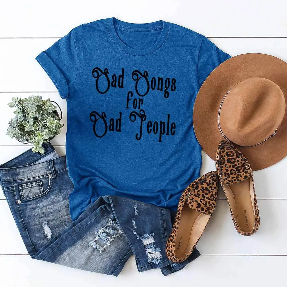 Sad Songs for Sad People Print Casual Crew Neck T-shirt sold by GTHIC product image thumbnail 4