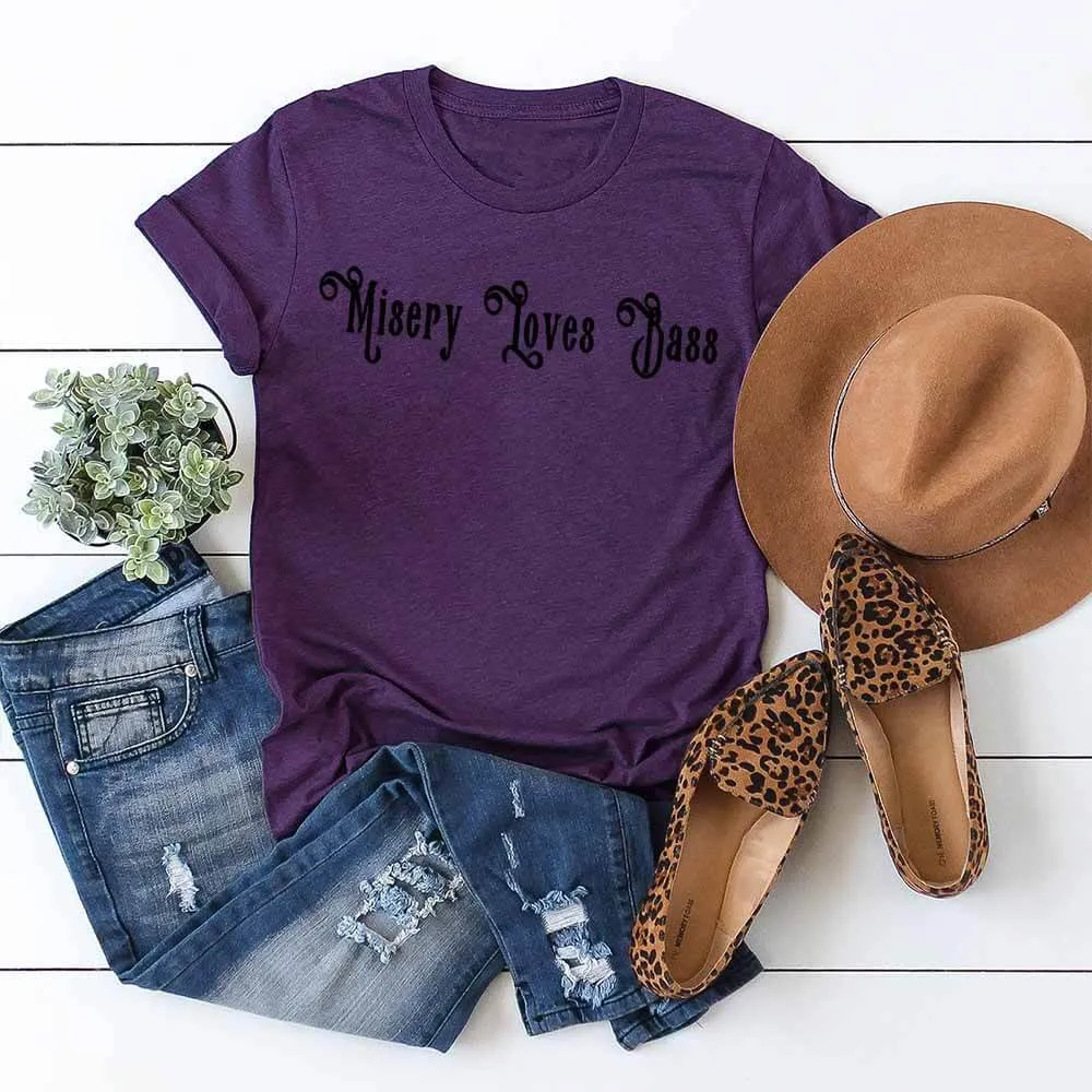 Misery Loves Bass Print Casual Crew Neck T-shirt sold by GTHIC product image thumbnail 2