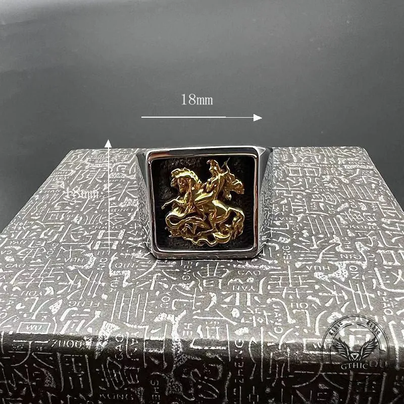 Vintage St. George Dragon Knight Slayer Stainless Steel Ring sold by GTHIC product image thumbnail 4