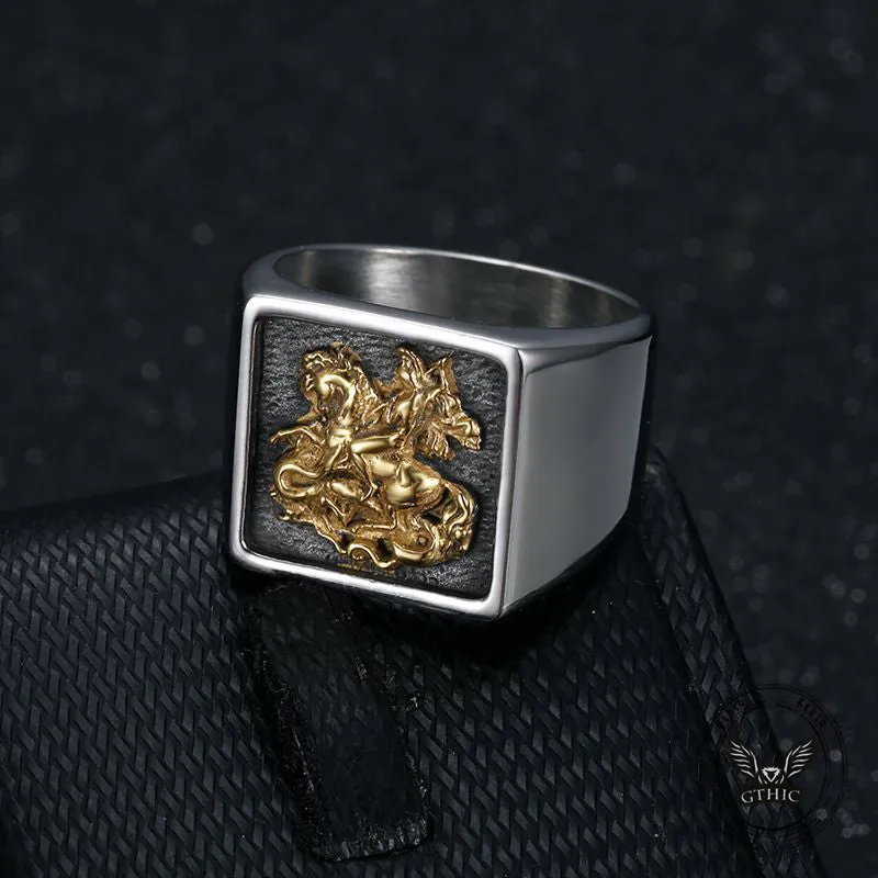Vintage St. George Dragon Knight Slayer Stainless Steel Ring sold by GTHIC product image thumbnail 3