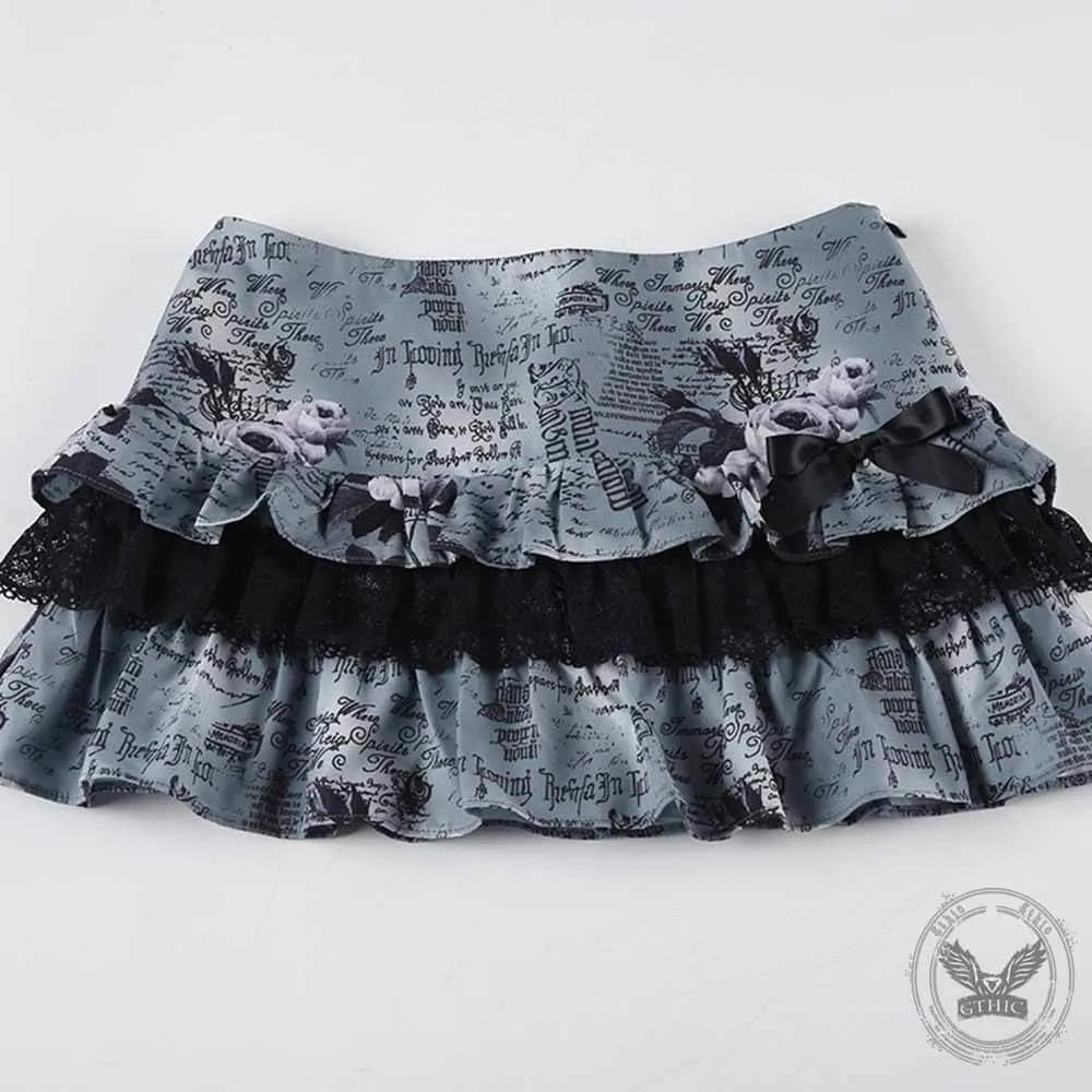 Gothic Dark Lace Bow Low Waist Mini Cake Skirt sold by GTHIC product image thumbnail 2