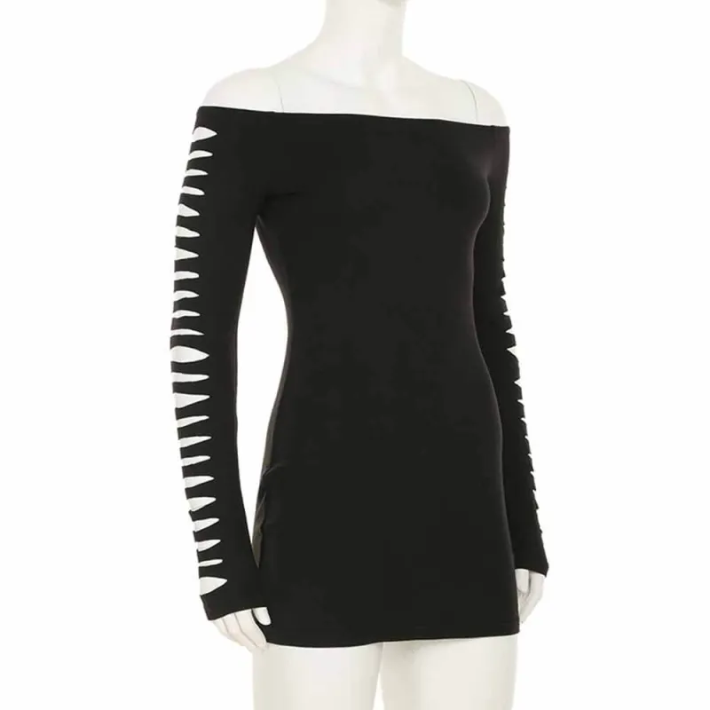 Sexy One-Shoulder Hollow Burnt Flower Dress sold by GTHIC