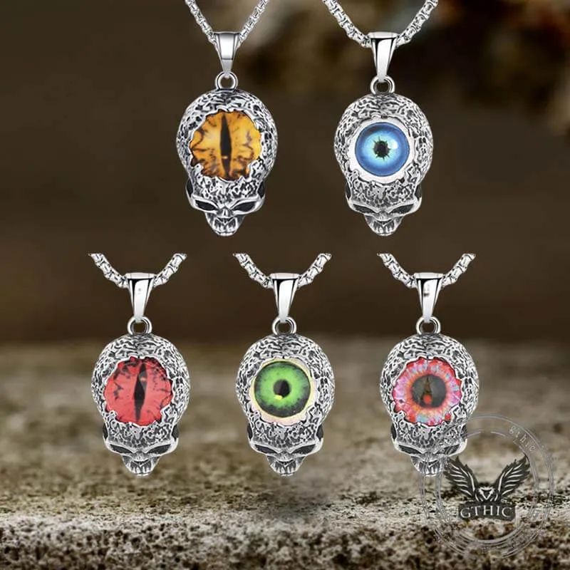 Vintage Devil Eye Stainless Steel Skull Pendant sold by GTHIC product image thumbnail 3