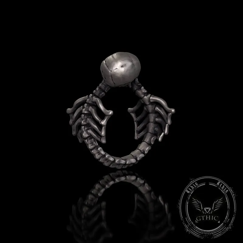 Gothic Love Kiss Sterling Silver Skull Ring sold by GTHIC product image thumbnail 5