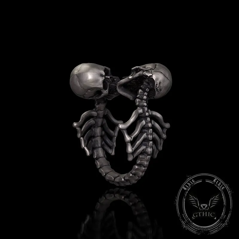 Gothic Love Kiss Sterling Silver Skull Ring sold by GTHIC product image thumbnail 2