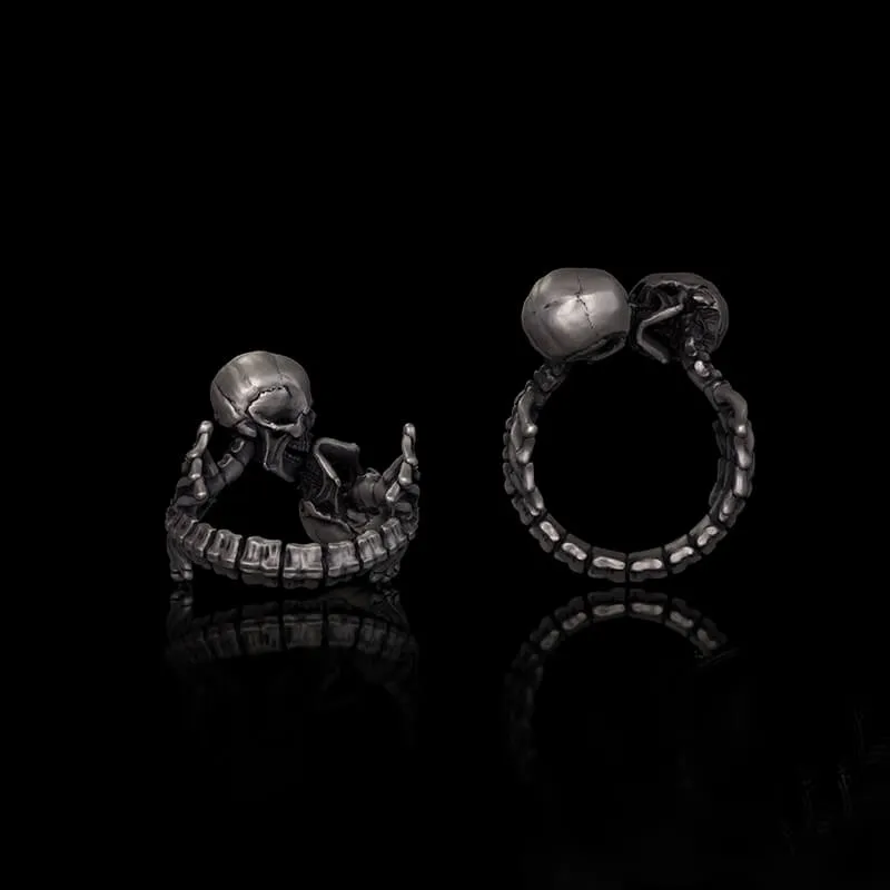 Gothic Love Kiss Sterling Silver Skull Ring sold by GTHIC