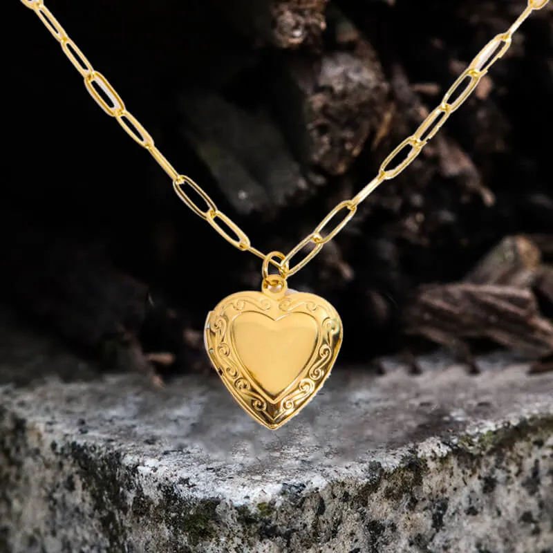 Gold Heart Shape Openable Copper Locket Necklace sold by GTHIC
