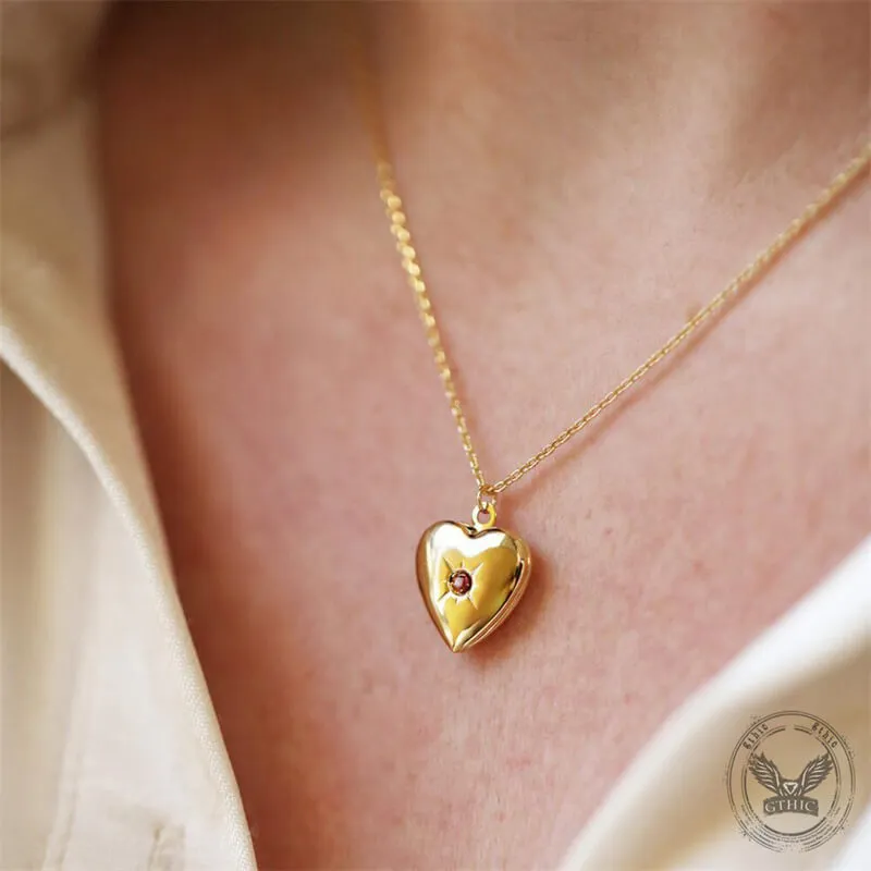 Simple Heart Birthstone Openable Copper Locket Necklace sold by GTHIC product image thumbnail 3