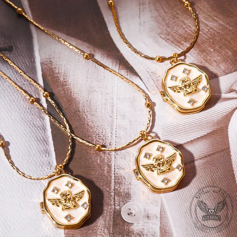 Literary Angel Loving Pet Photo Frame Copper Locket Necklace sold by GTHIC product image thumbnail 4