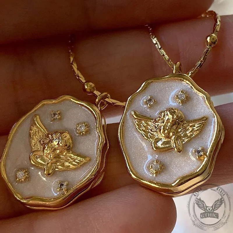 Literary Angel Loving Pet Photo Frame Copper Locket Necklace sold by GTHIC product image thumbnail 2