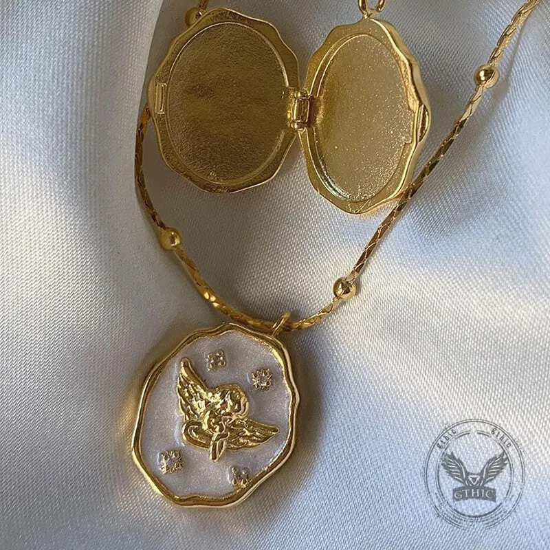 Literary Angel Loving Pet Photo Frame Copper Locket Necklace sold by GTHIC product image thumbnail 5