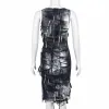 Slim Tie-Dye Button Tassel Sleeveless Midi Dress sold by GTHIC