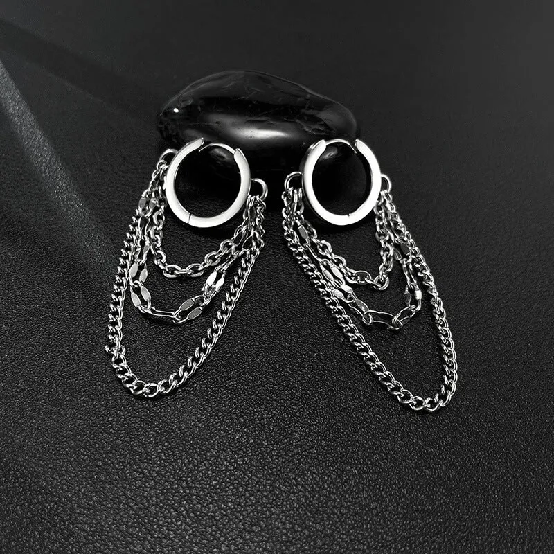 Punk Long Tassel Chain Stainless Steel Earrings sold by GTHIC product image thumbnail 5