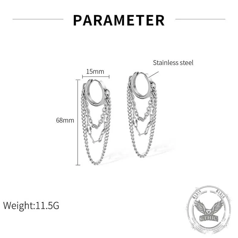 Punk Long Tassel Chain Stainless Steel Earrings sold by GTHIC product image thumbnail 3