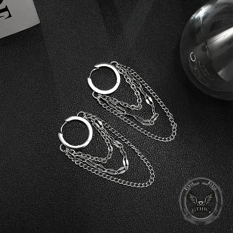 Punk Long Tassel Chain Stainless Steel Earrings sold by GTHIC