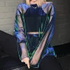 Colorful Round Neck Mesh See-Through Loose Casual Top sold by GTHIC