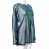 Colorful Round Neck Mesh See-Through Loose Casual Top sold by GTHIC