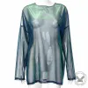 Colorful Round Neck Mesh See-Through Loose Casual Top sold by GTHIC