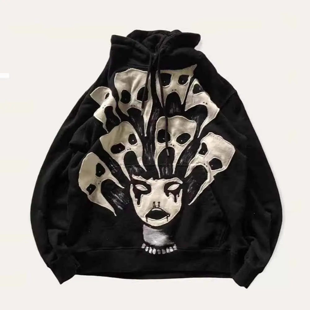 Gothic 3D Dark Girl Print Embroidery Loose Hoodie sold by GTHIC
