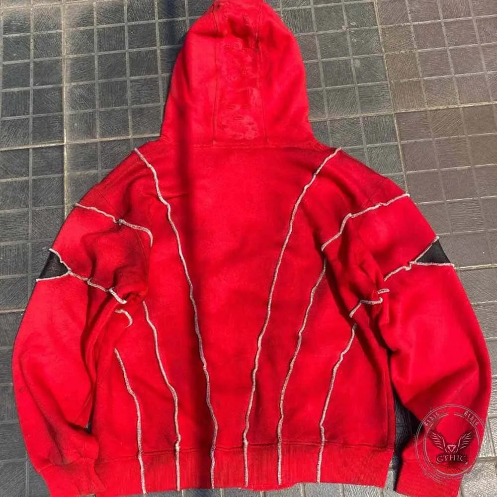 American Retro Devil Eye Embroidery Cloth Stitching Hoodie sold by GTHIC product image thumbnail 4