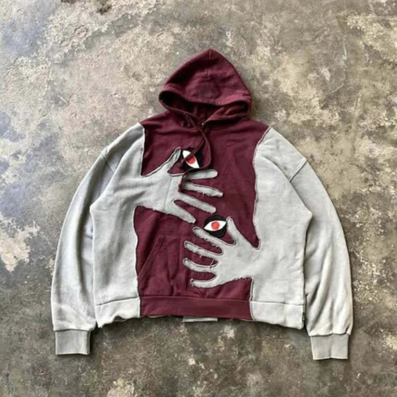Fashion Dark Style Cloth Splicing Devil's Hand Loose Hoodie sold by GTHIC
